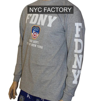 FDNY Men's Officially Licensed Long Sleeve Gray T-Shirt
