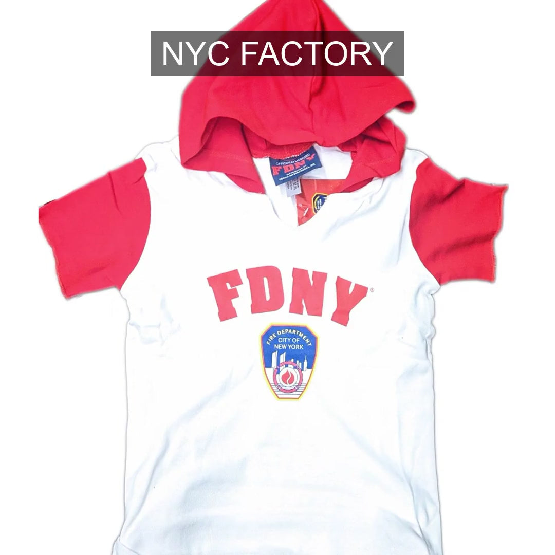 Load video: FDNY Boys' Officially Licensed Red Hoodie T-Shirt