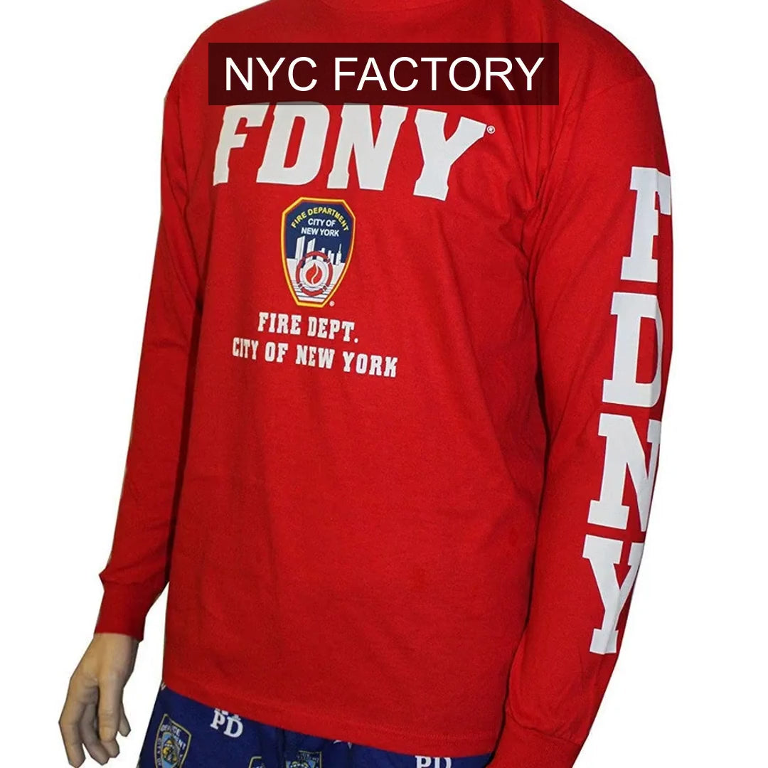 FDNY Men's Officially Licensed Long Sleeve Red T-Shirt