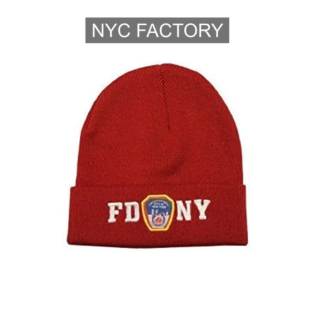FDNY Winter Hat Police Badge Fire Department Of New York City Rouge et Blanc One...