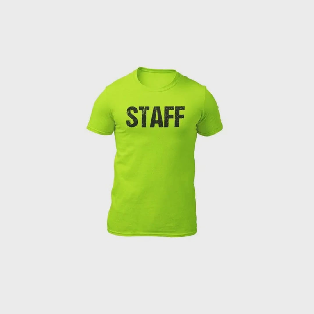 STAFF Men's Distressed Safety Green T-Shirt