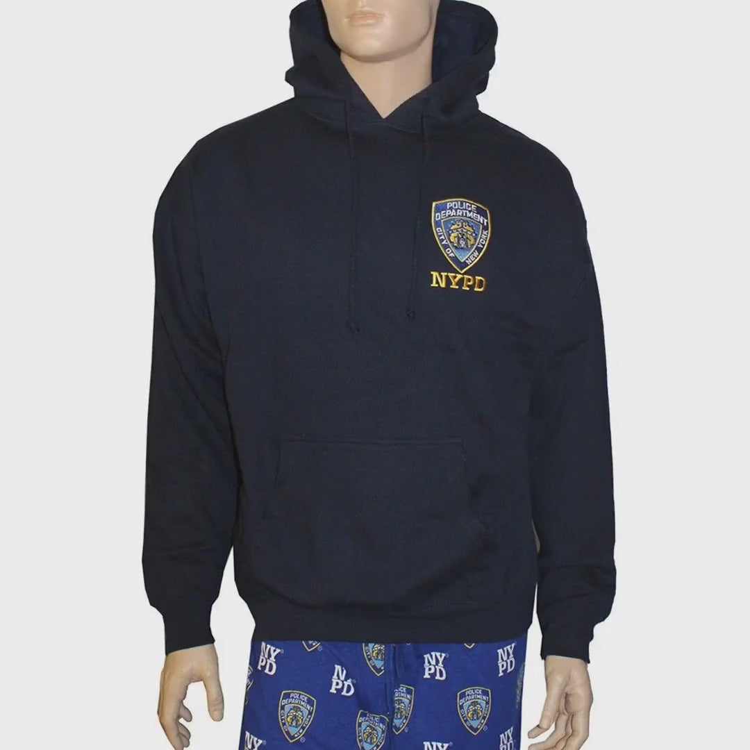 NYPD Hoodie-Sweatshirt mit besticktem Logo, Marineblau