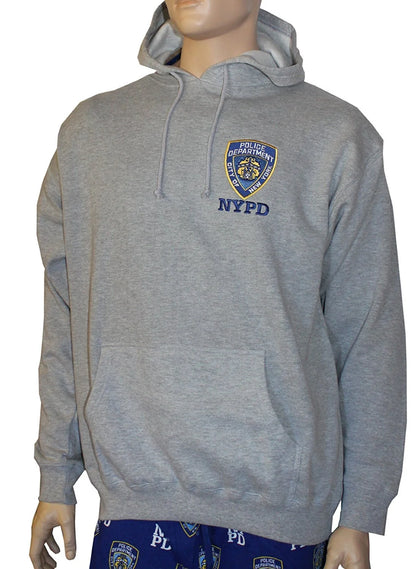 NYPD Embroidered Logo Hoodie Sweatshirt Gray