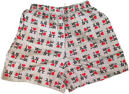 I Love NY Boxer Shorts  (Adult Unisex, Gray, Small)