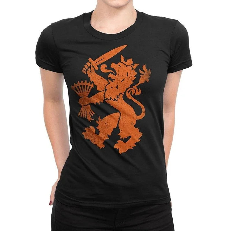 Netherlands Dutch Oranje Lion Ladies Tee Black Lions Womens Shirt