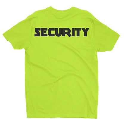 Men's Security T-Shirt Front & Back Screen Printed (Safety Green-Black)