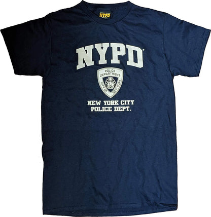 NYPD Short Sleeve White Print T-Shirt Navy New York City Gift Souvenir Police - NYC Factory