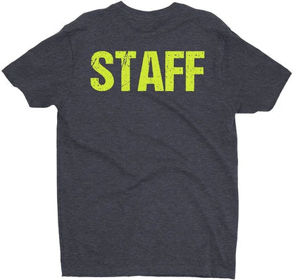 STAFF T-Shirt Charcoal Gray Mens Neon Tee Staff Event