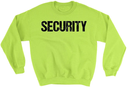 Men's Security Crewneck Sweatshirt (Distressed Design, Safety Green / Black)