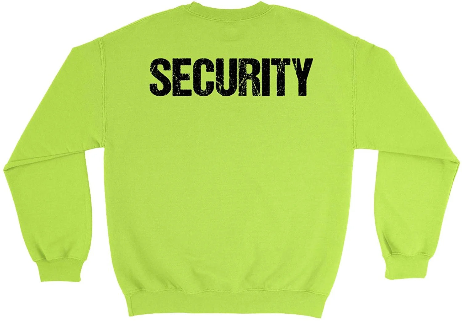 Men's Security Crewneck Sweatshirt (Distressed Design, Safety Green / Black)