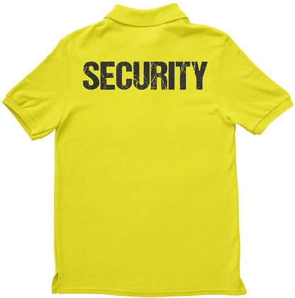 Security Polo Shirt Front & Back Print (Distressed, Safety Green & Black)