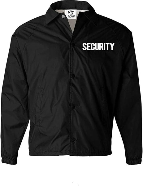 Security Men's Black Windbreaker Jacket | Official NYC Apparel