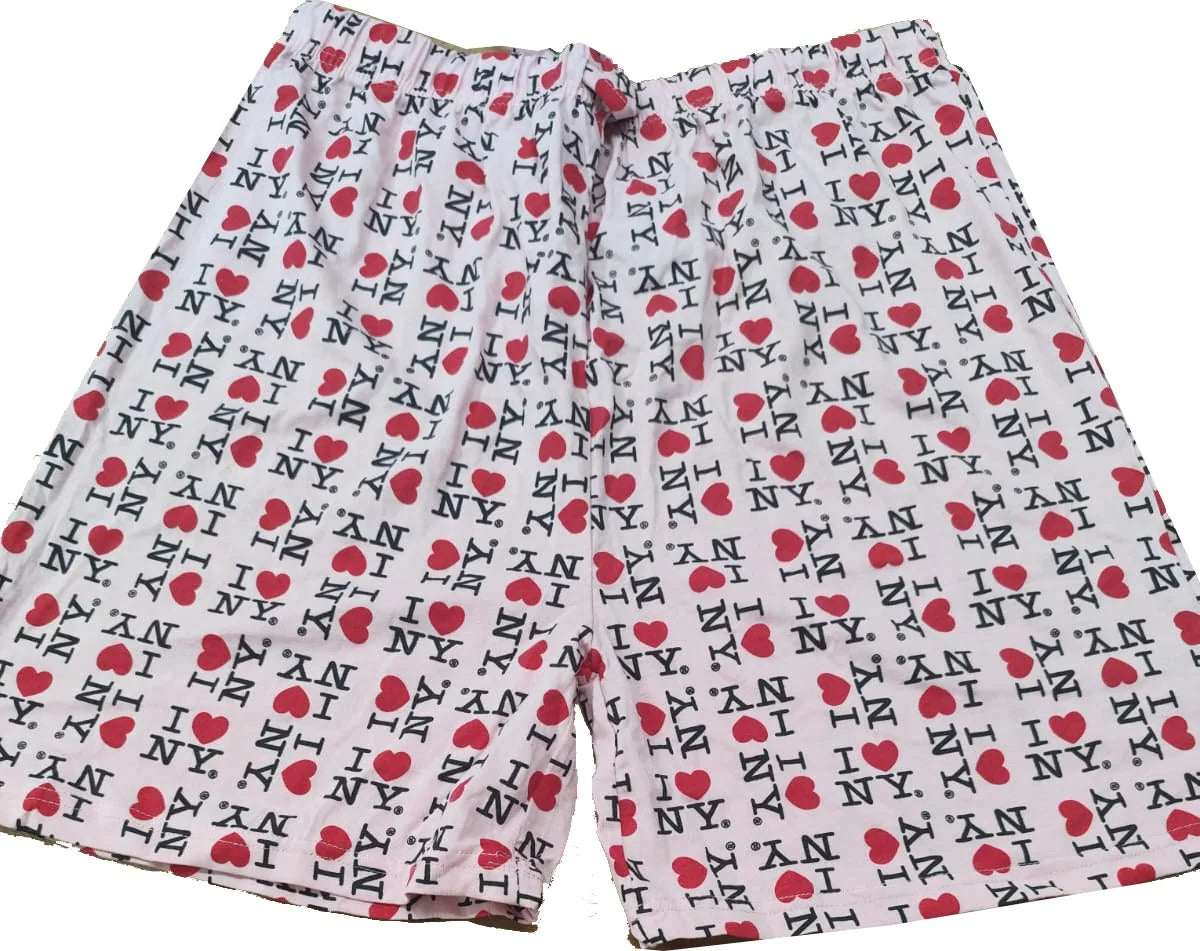 I Love NY Boxer Shorts Unisex Sleepwear New York Souvenir Gift (Light Pink) - NYC Factory
