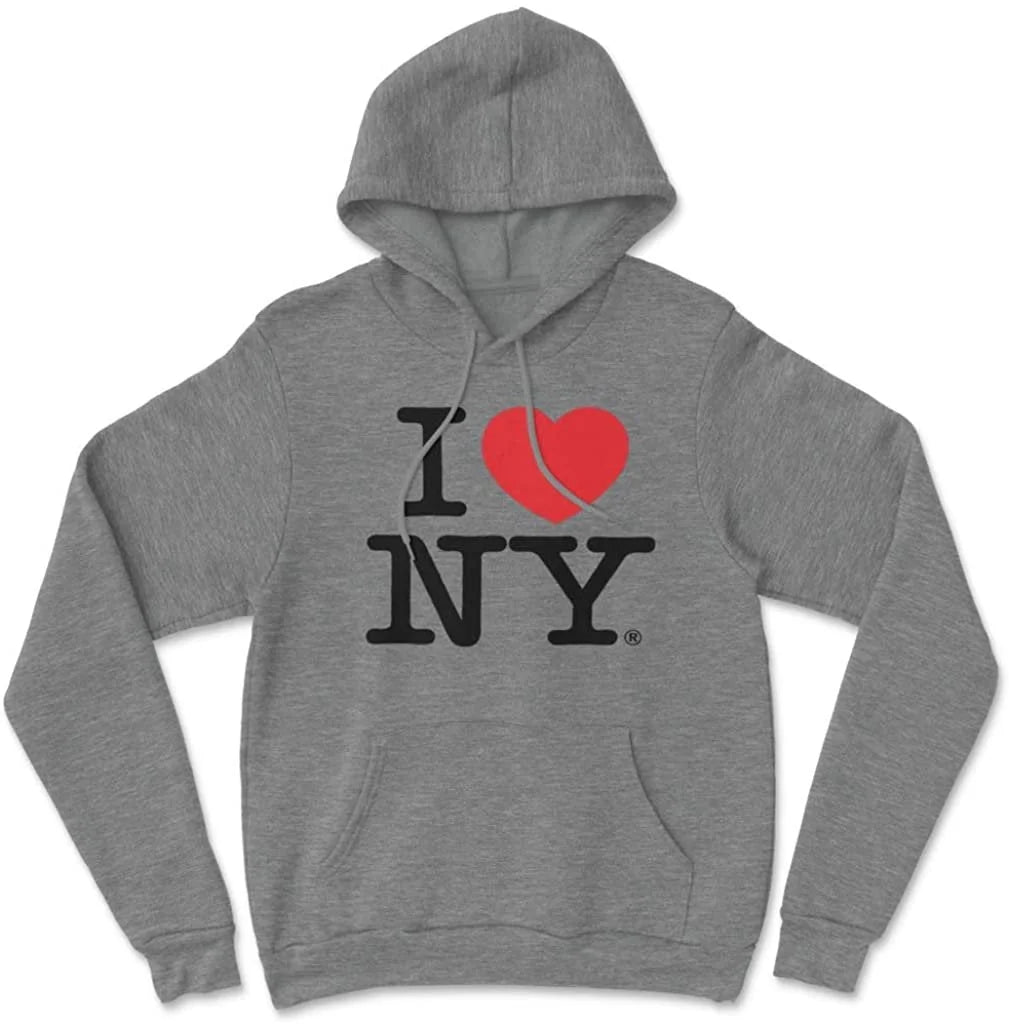 I Love NY Adult Unisex Hoodie Heather Gray