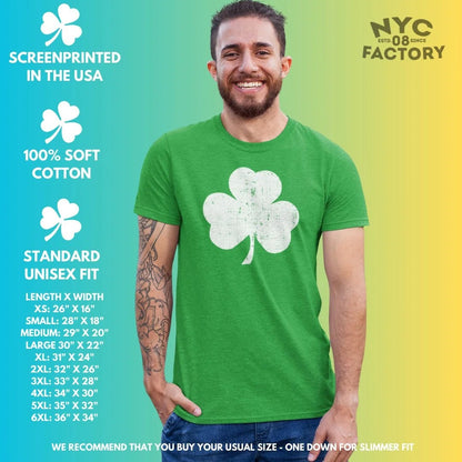Men's Shamrock T-Shirt St Patricks Day Irish Tee (Heather Green, Distressed)