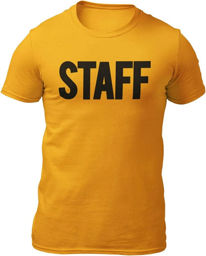 Men's Staff T-Shirt Screen Print Tee (Staff BB, Gold & Black)