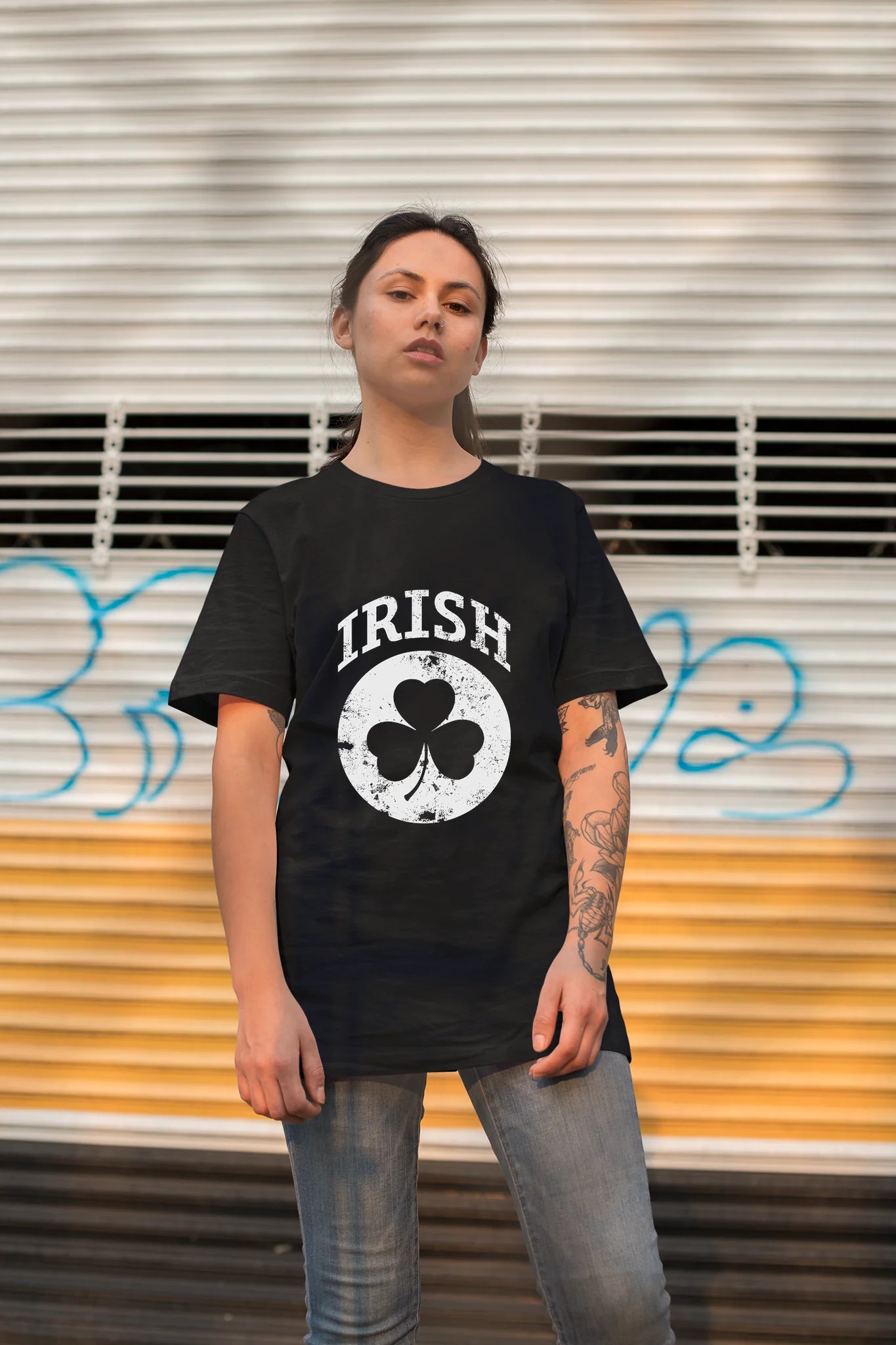 Irish Shamrock White Design Custom T-Shirt