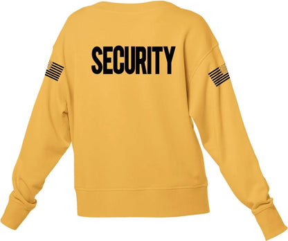 Security Pullover Crewneck Sweatshirt Chest & Back + USA Flag Sleeve Prints