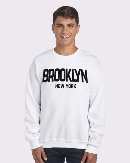 Brooklyn New York Retro Design Custom Crewneck Sweatshirt White