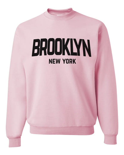 Brooklyn New York Retro Design Custom Crewneck Sweatshirt Pink