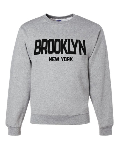 Brooklyn New York Retro Design Custom Crewneck Sweatshirt Heather Gray