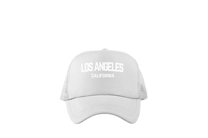 Los Angeles California White Retro Design Trucker Baseball Hat White
