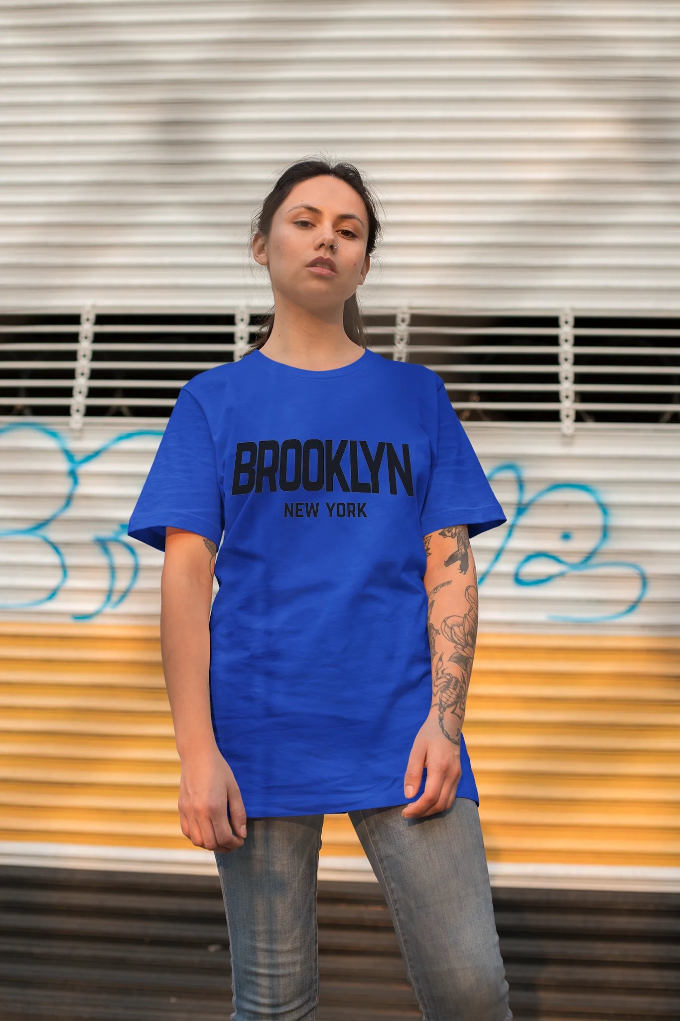 Brooklyn New York Retro Design Custom T-Shirt Royal