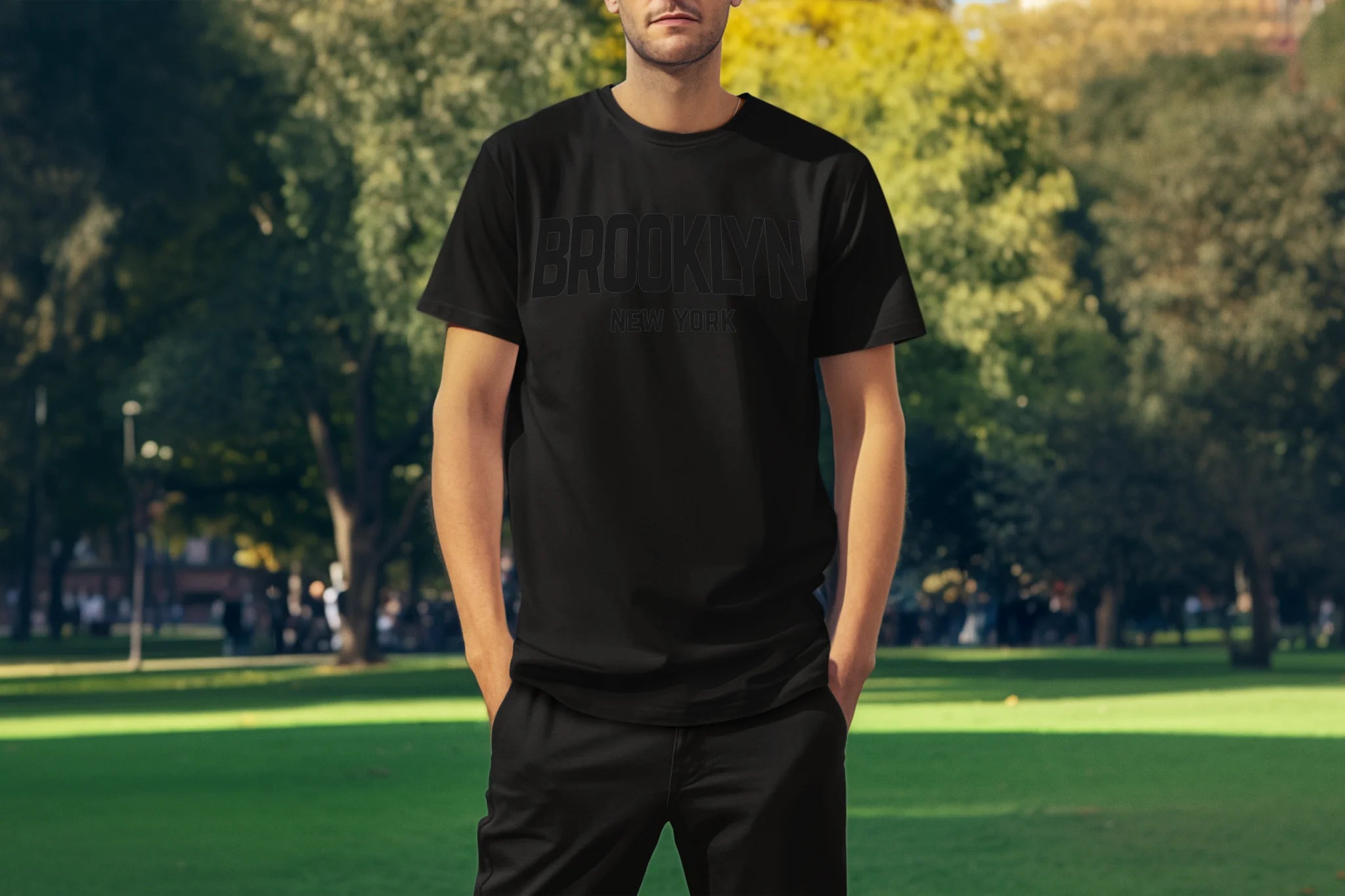 Brooklyn New York Retro Design Custom T-Shirt Black