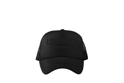 Los Angeles California Retro Black Design Trucker Baseball Hat Black
