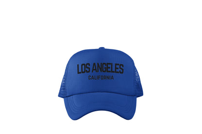 Los Angeles California Retro Black Design Trucker Baseball Hat Navy