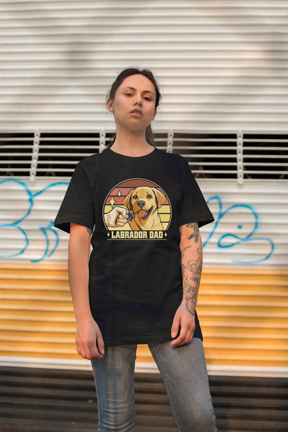 Labrador Dad Dog Father Design Custom T-Shirt Black