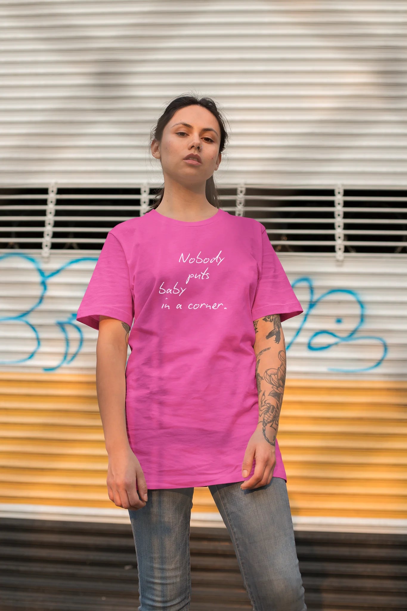 Nobody Puts Baby In a Corner Custom T-Shirt Hot Pink