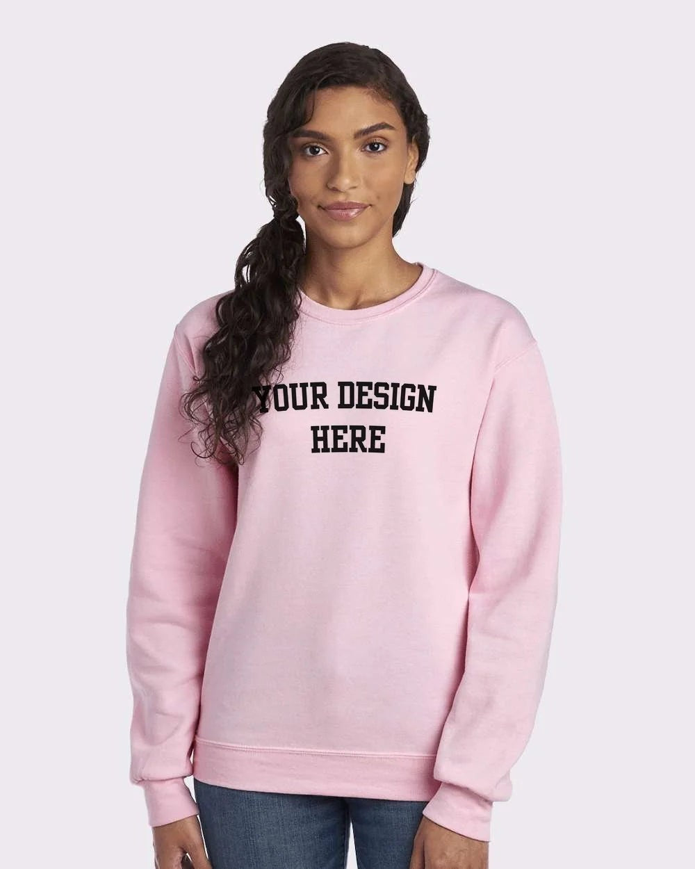 Your Design Here Black Print Custom Crewneck Sweatshirt - NYC Factory