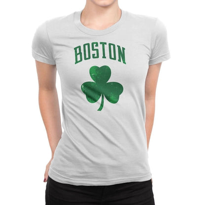 Boston Irish Shamrock Clover Tee Ladies T-Shirt Womens Retro irish-