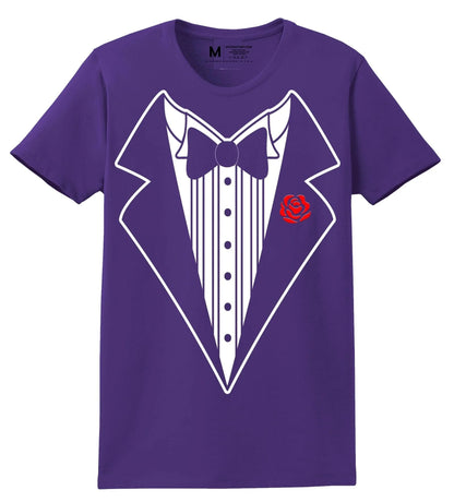 Ladies Faux Tuxedo T-Shirt (Purple & Rose) - NYC Factory