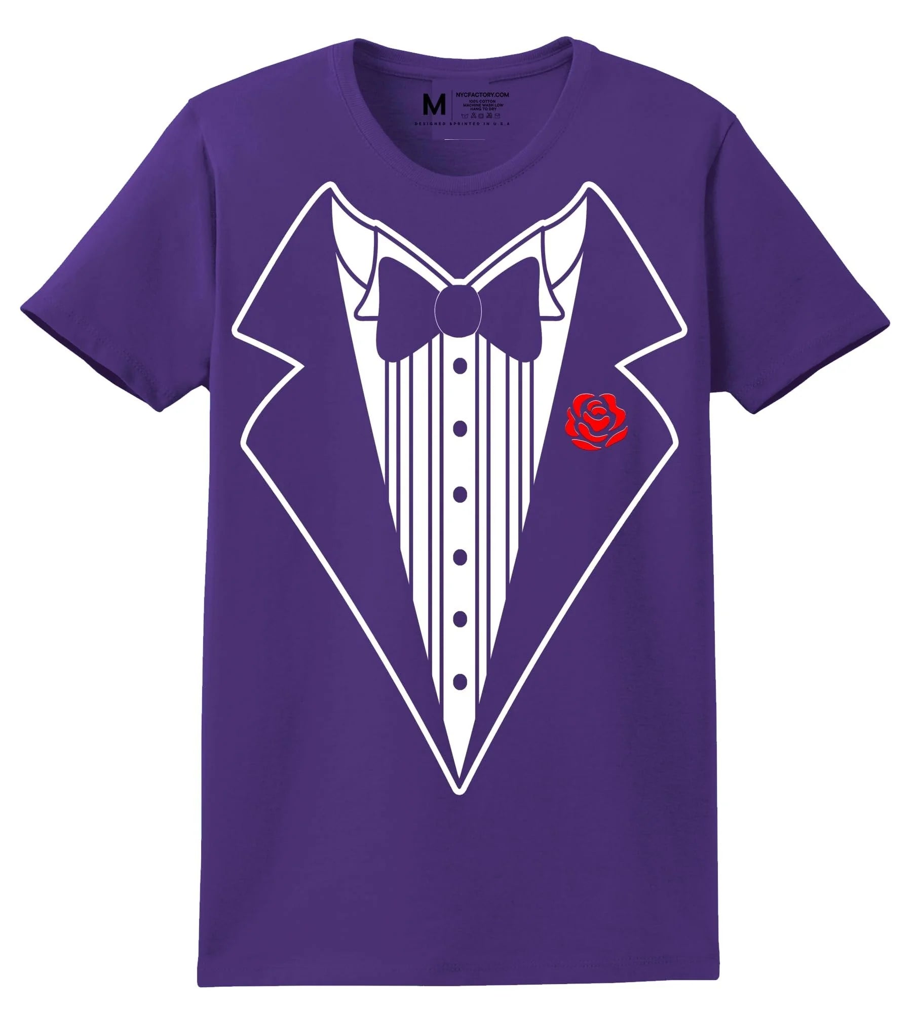 Ladies Faux Tuxedo T-Shirt (Purple & Rose) - NYC Factory