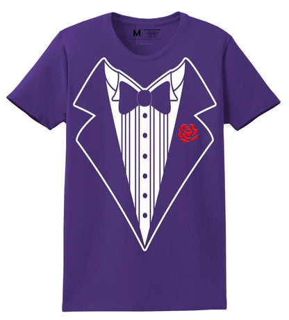 Ladies Faux Tuxedo T-Shirt (Purple & Rose) - NYC Factory