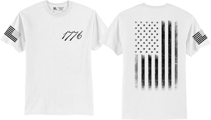 Men's USA Flag Tee Patriot Sleeve Print 1776 T-Shirts 4th of July - NYC Factory