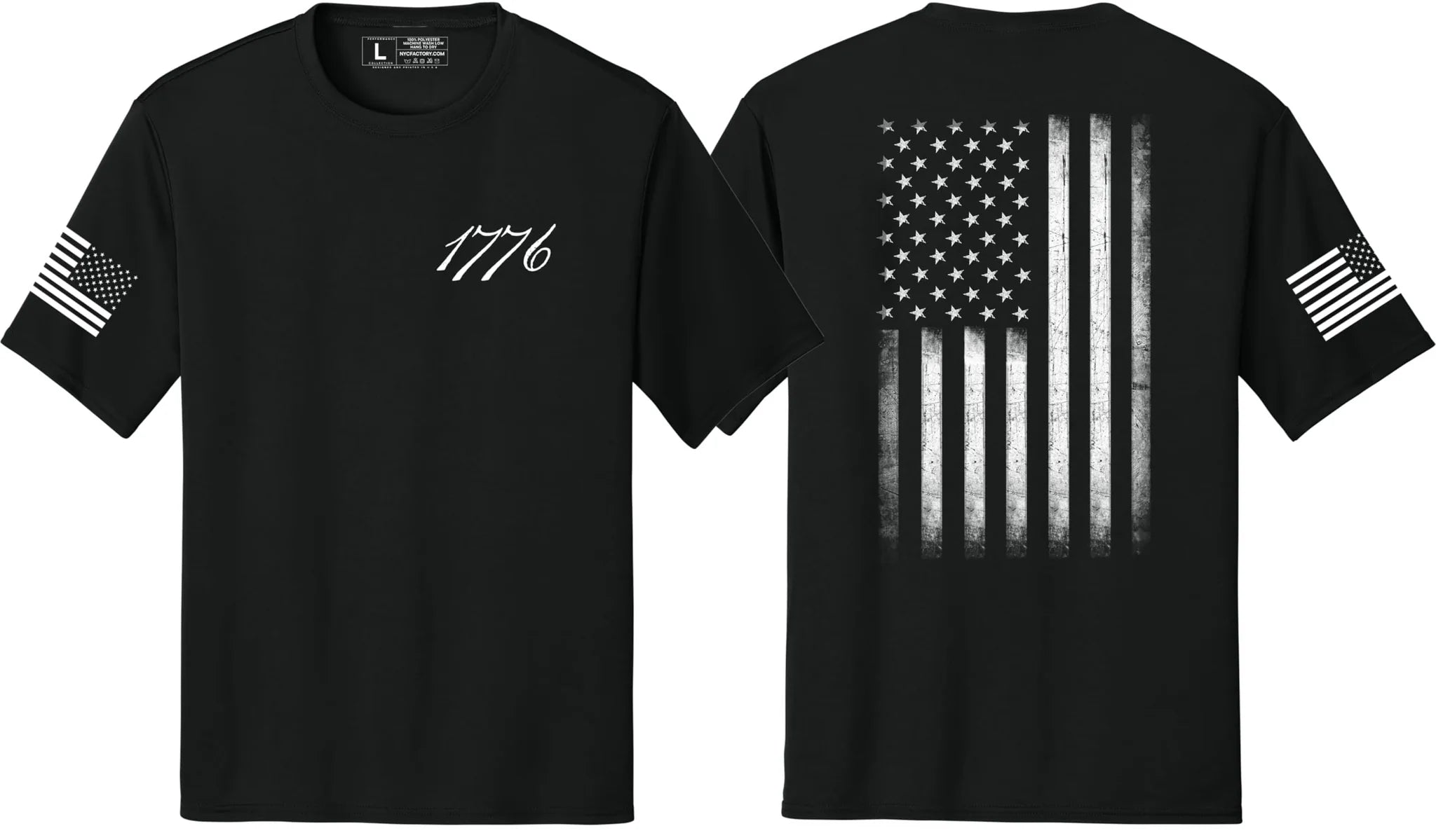 Men's USA Flag Tee Patriot Sleeve Print 1776 T-Shirts 4th of July - NYC Factory