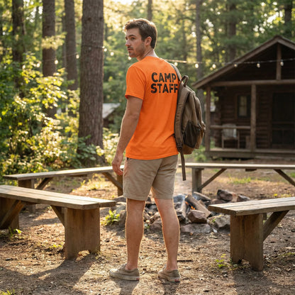 CAMP Staff T-Shirt Summer Counselor Rustic Design Cotton Tee (Front & Back) - NYC Factory