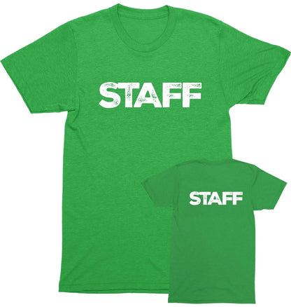 Staff Tees - Men's Unisex - Rustic Design - Soft Cotton Tees (NR-A, Front & Back) All Colors & Sizes