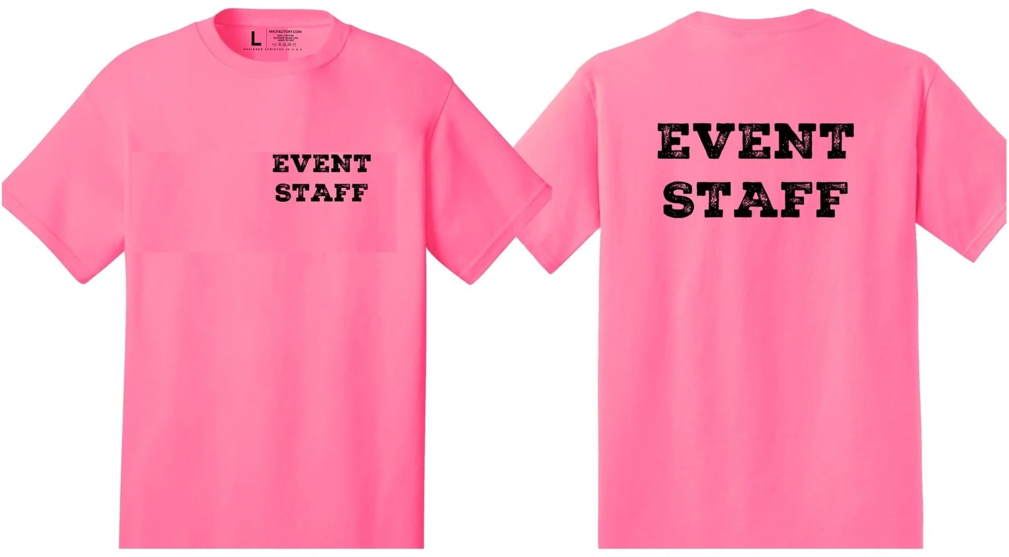 Professional Event Men's Unisex Staff Tees - Front & Back All Colors & Sizes In Stock - NYC Factory