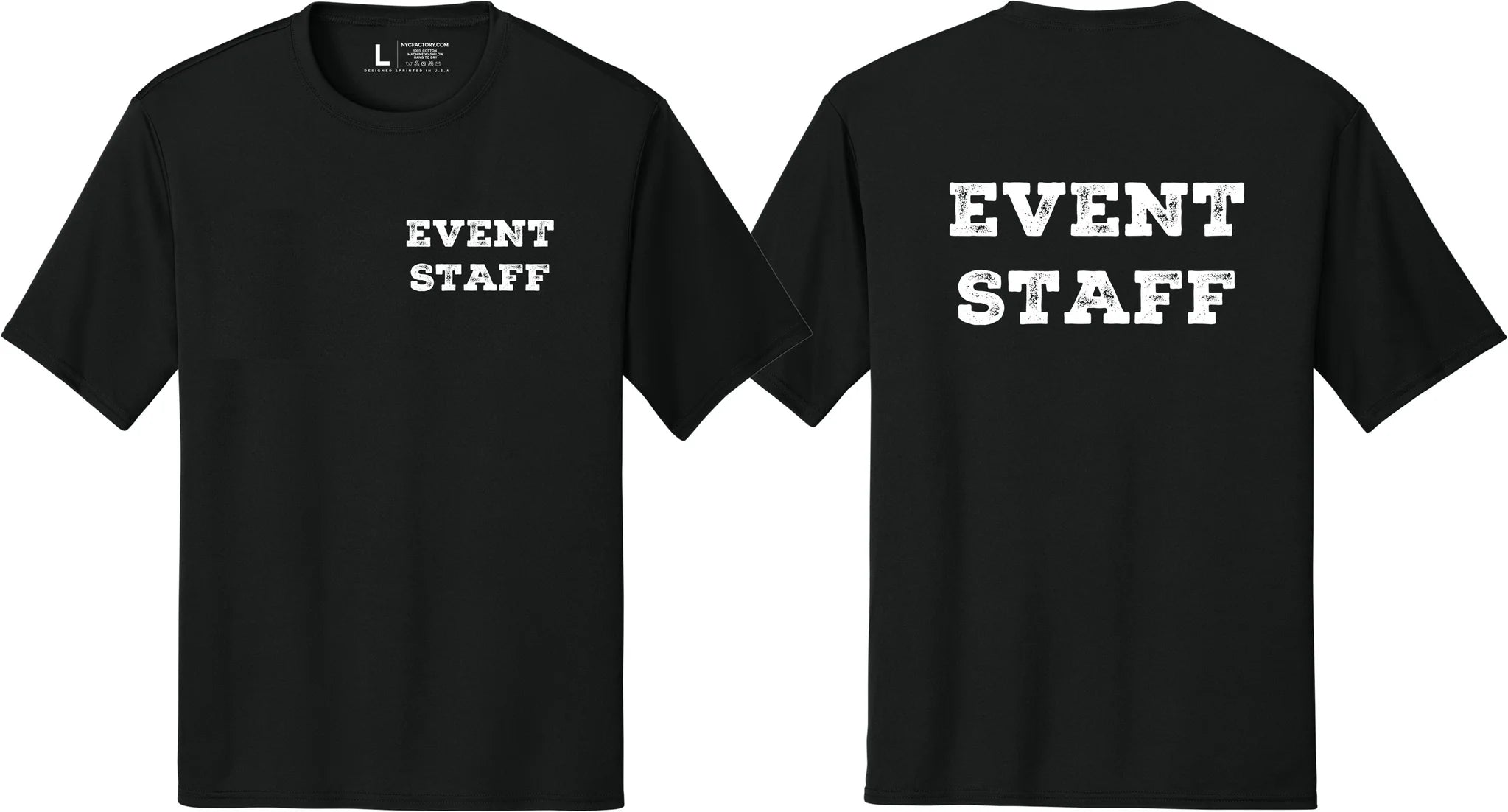 Professional Event Men's Unisex Staff Tees - Front & Back All Colors & Sizes In Stock - NYC Factory