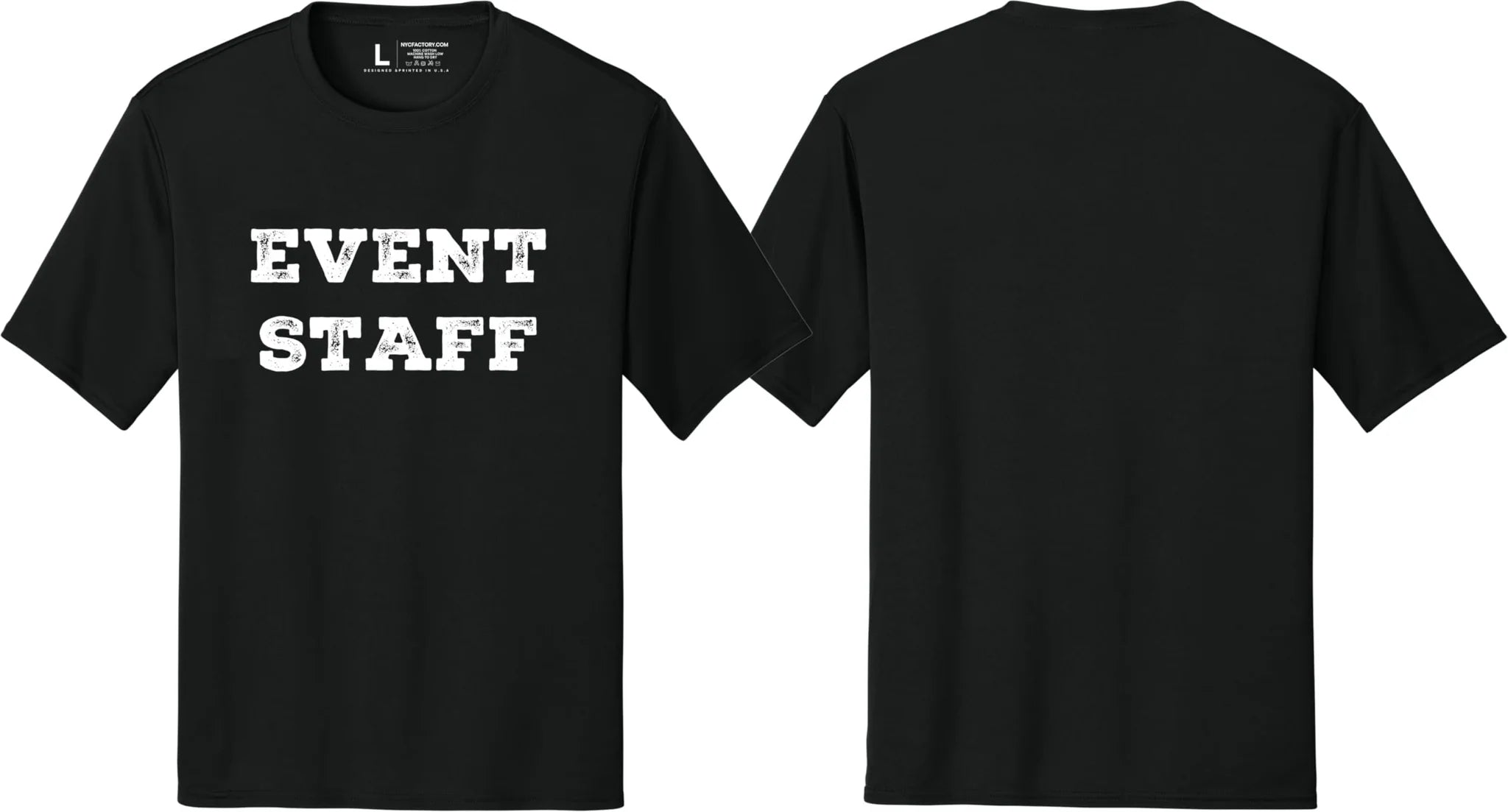 Professional Event Men's Unisex Staff Tees - Front & Back All Colors & Sizes In Stock - NYC Factory