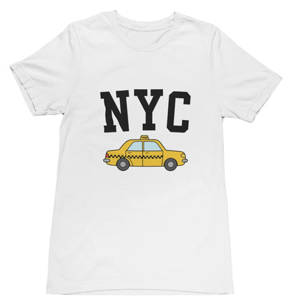 Ladies White t-shirt with 'NYC' and taxi graphic Womens tee