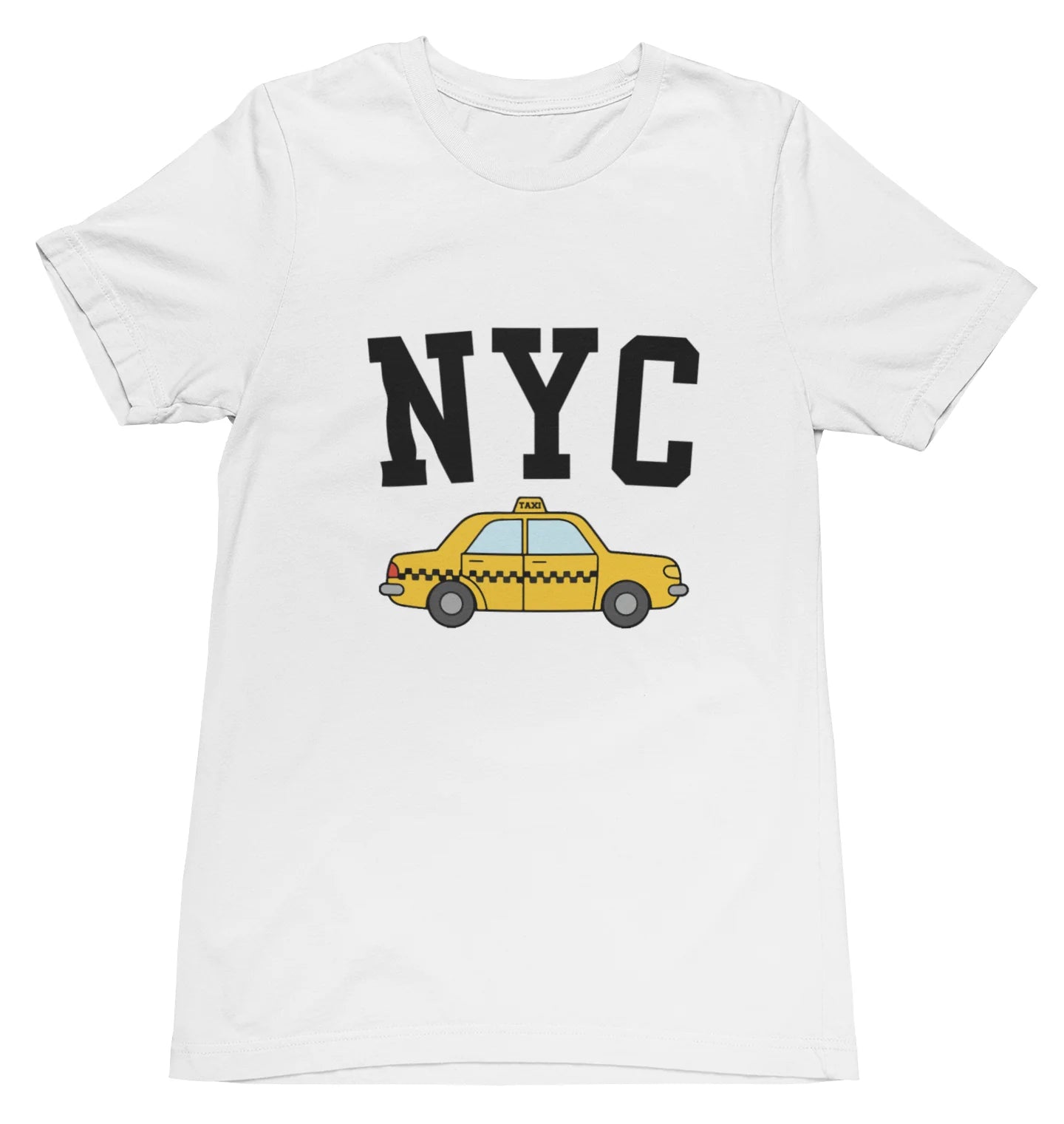 Ladies White t-shirt with 'NYC' and taxi graphic Womens tee