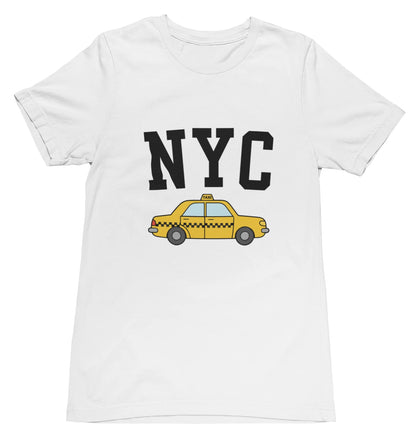 Ladies White t-shirt with 'NYC' and taxi graphic Womens tee