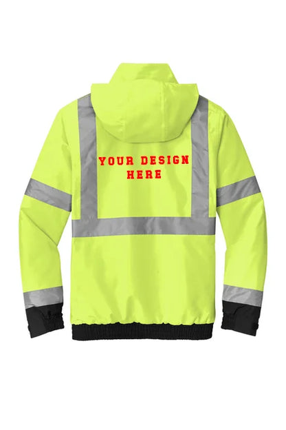 Custom Logo CornerStone� ANSI 107 Class 3 Economy Waterproof Insulated Bomber Jacket - NYC Factory