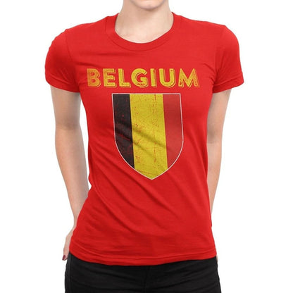 NYC FACTORY Belgium Flag Tee Ladies Football T-Soccer Shirt T-Shirt Womens II - NYC Factory