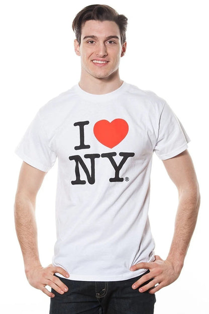 I Love NY Mens Short Sleeve T-Shirt White (Medium) - NYC Factory